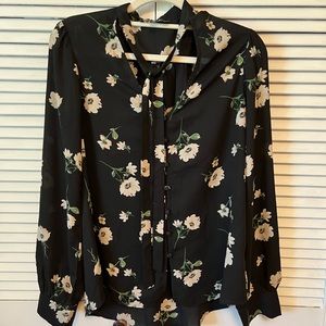 Black floral blouse